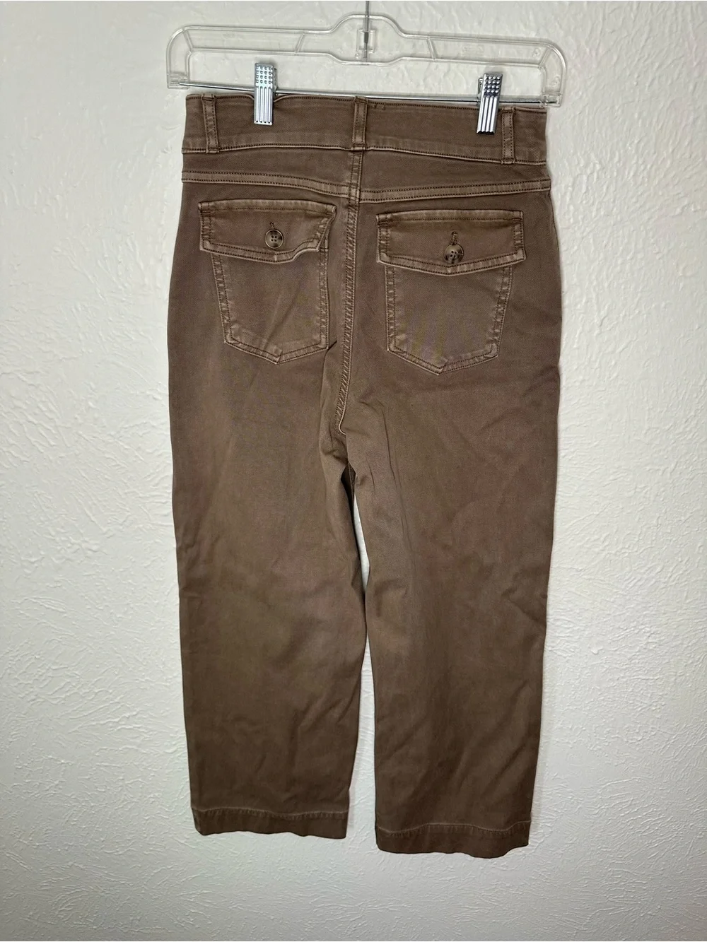 SPANX Women's Petite Small Cropped Pants Brown Stretch Shaping Slim Straight - Picture 4 of 6